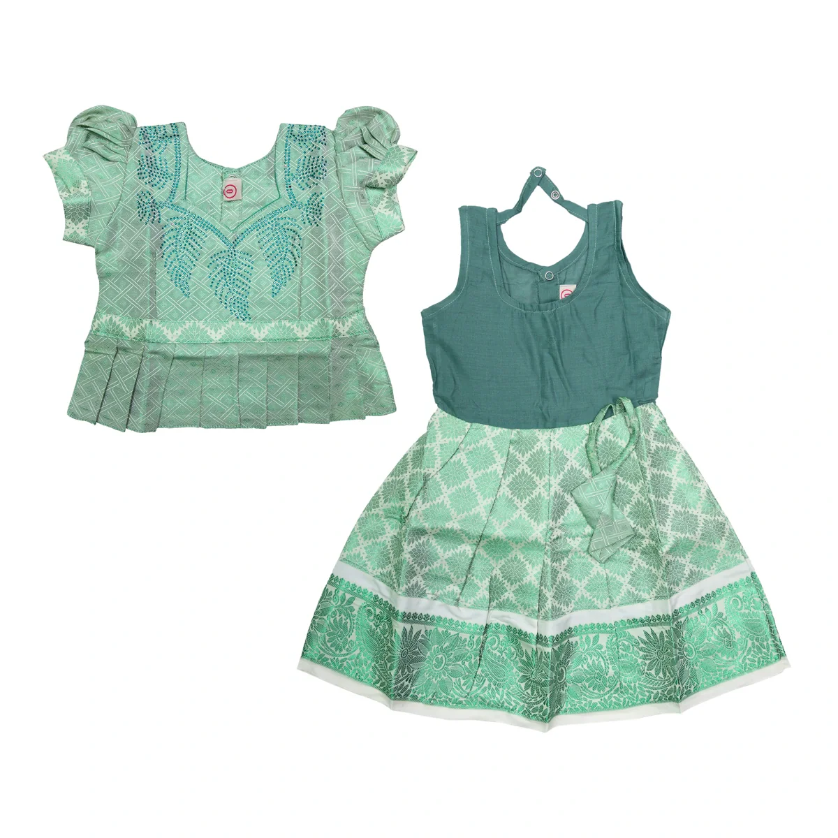 Pattu Pavadai Sattai Pair - Size 0 | Skirt And Top/ Traditional Dress For Baby Girls/ Assorted Colour & Design - Image 7
