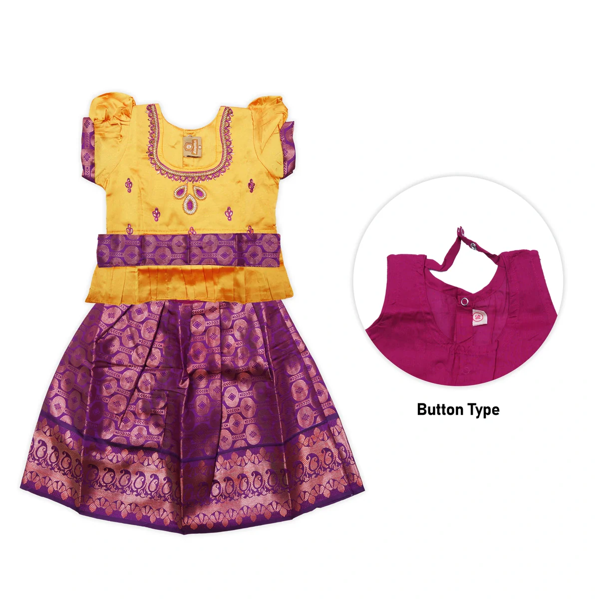 Pattu Pavadai Sattai Pair | Size 16 - 18/ Traditional Dress/ Skirt And Top For Baby Girls/ Assorted Colour - Image 4