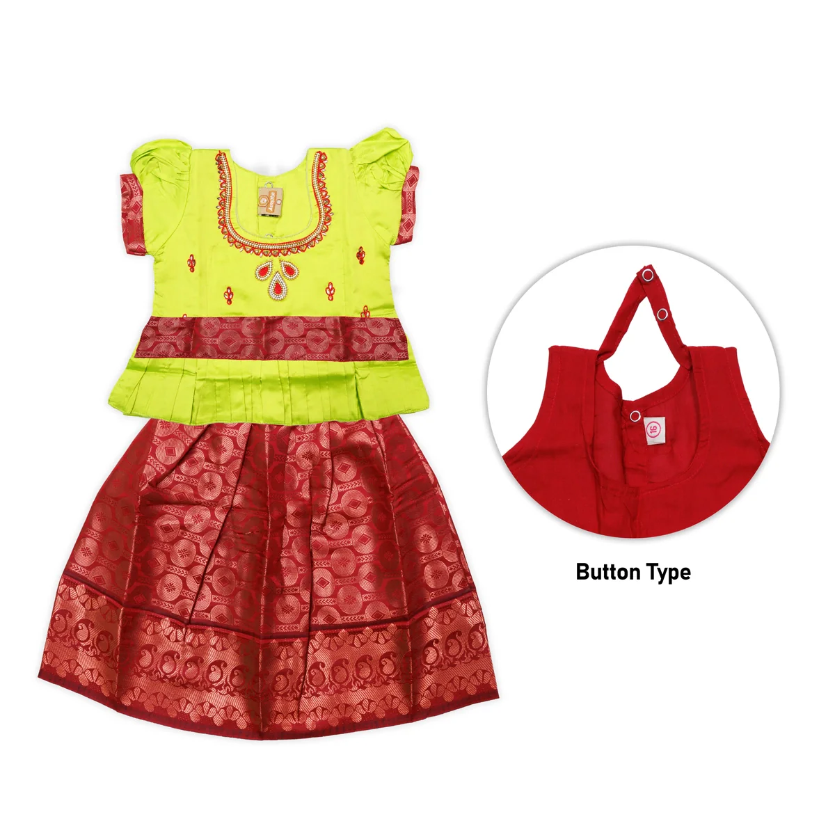 Pattu Pavadai Sattai Pair | Size 16 - 18/ Traditional Dress/ Skirt And Top For Baby Girls/ Assorted Colour - Image 5
