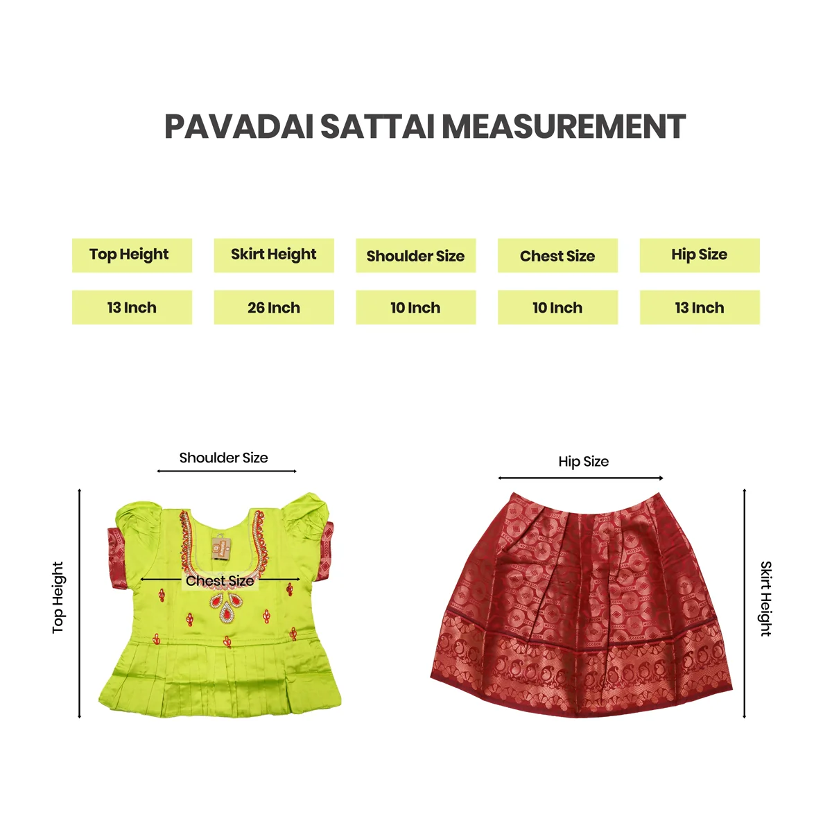 Pattu Pavadai Sattai Pair | Size 16 - 18/ Traditional Dress/ Skirt And Top For Baby Girls/ Assorted Colour - Image 7