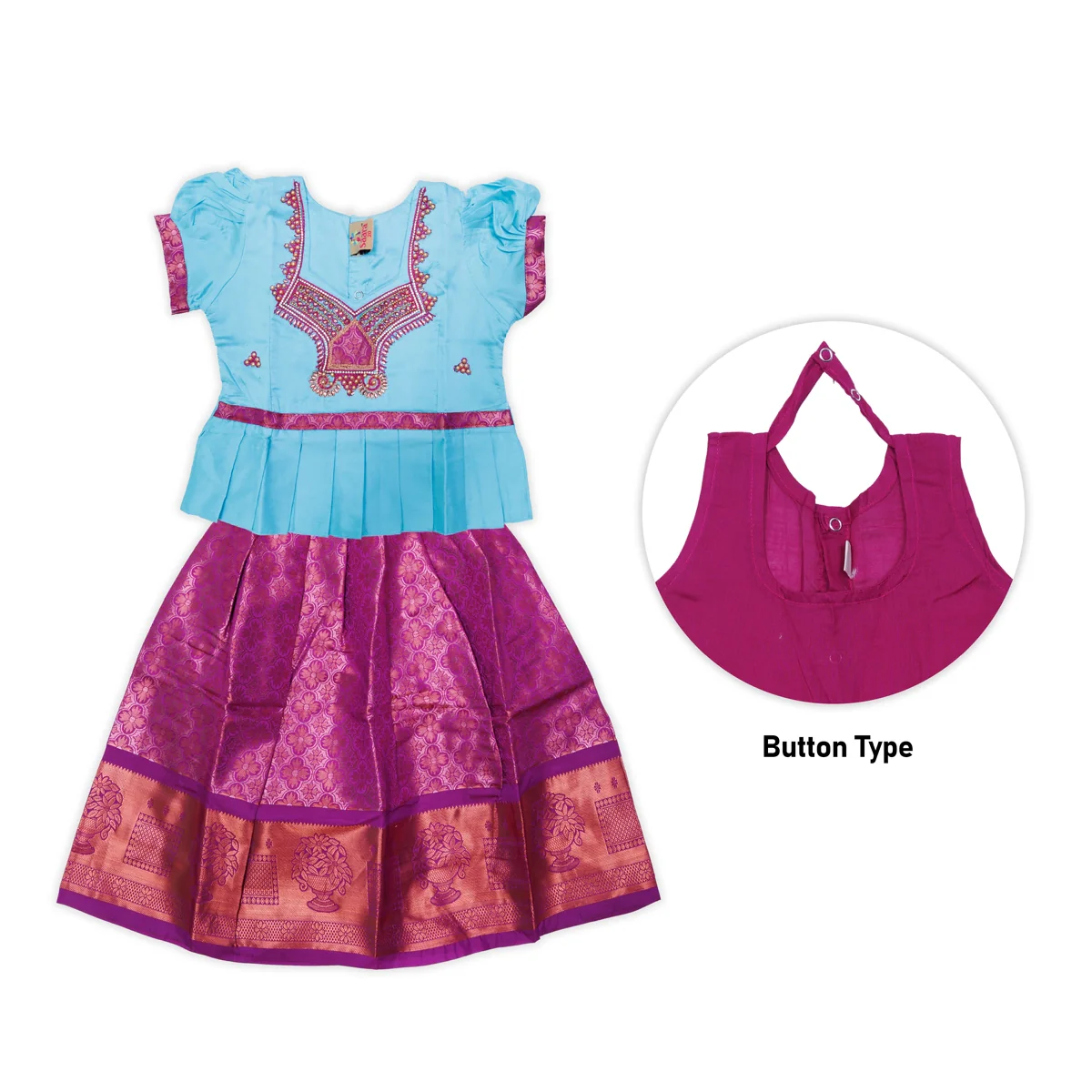 Pattu Pavadai Sattai Pair | Size 20/ Traditional Dress/ Skirt And Top For Baby Girls/ Assorted Colour - Image 11