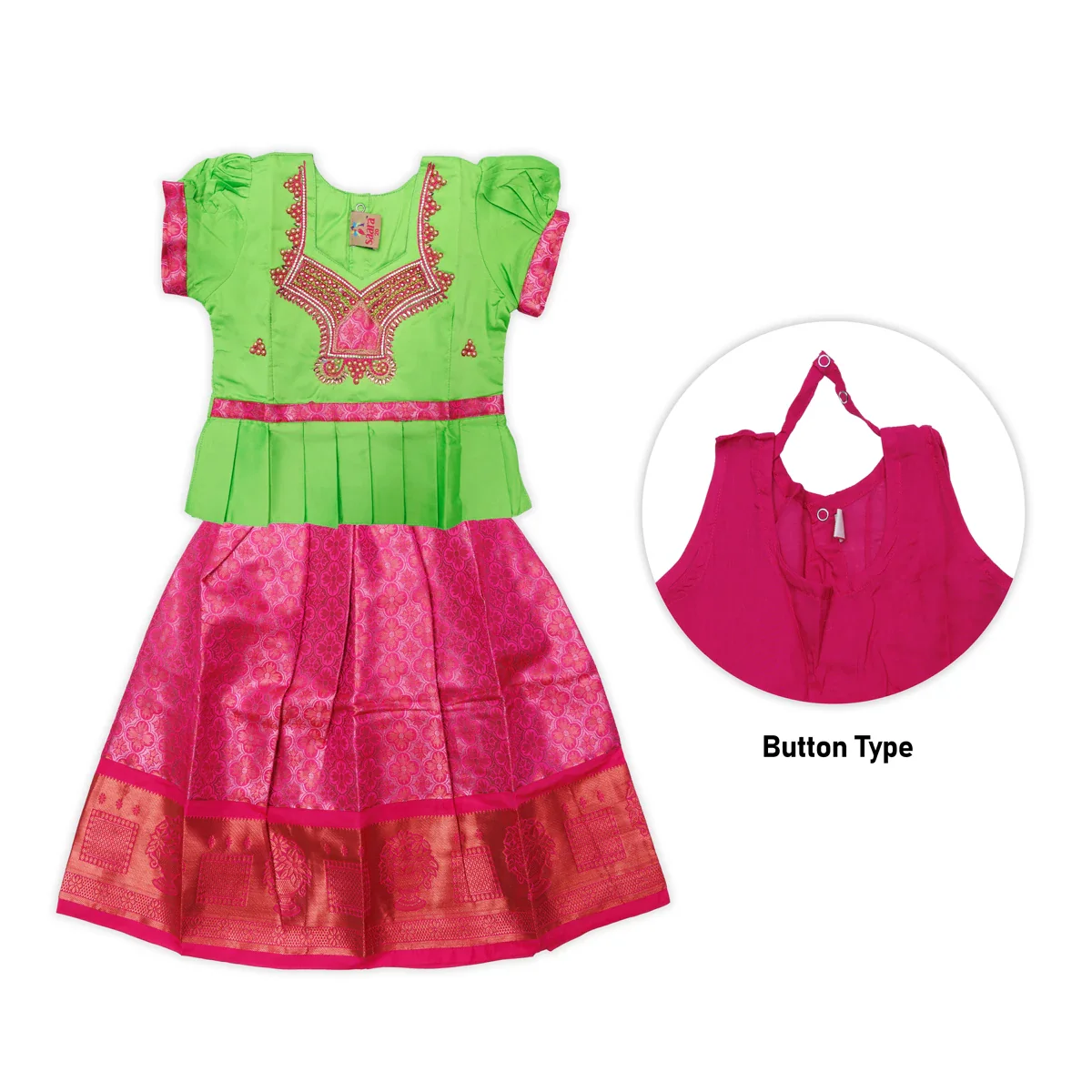 Pattu Pavadai Sattai Pair | Size 20/ Traditional Dress/ Skirt And Top For Baby Girls/ Assorted Colour - Image 16