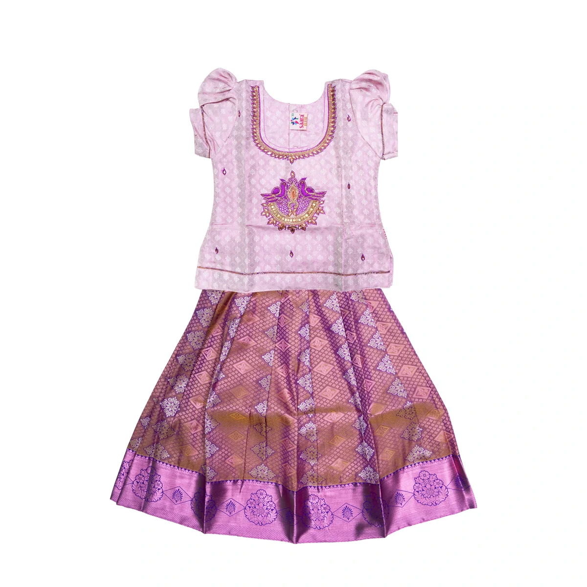 Pattu Pavadai Sattai Pair | Size 22 - 24/ Traditional Dress/ Skirt And Top For Baby Girls/ Assorted Colour