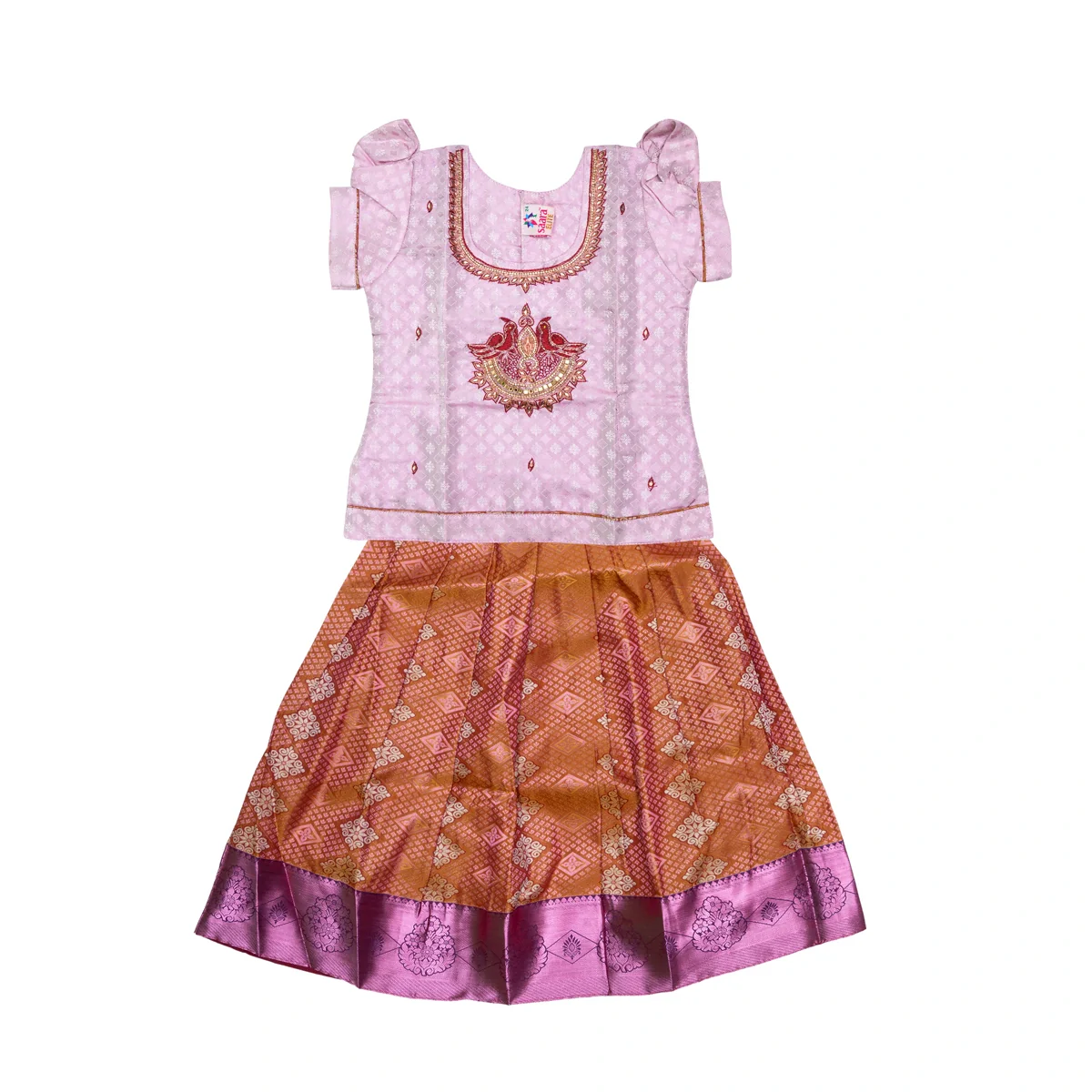 Pattu Pavadai Sattai Pair | Size 22 - 24/ Traditional Dress/ Skirt And Top For Baby Girls/ Assorted Colour - Image 2
