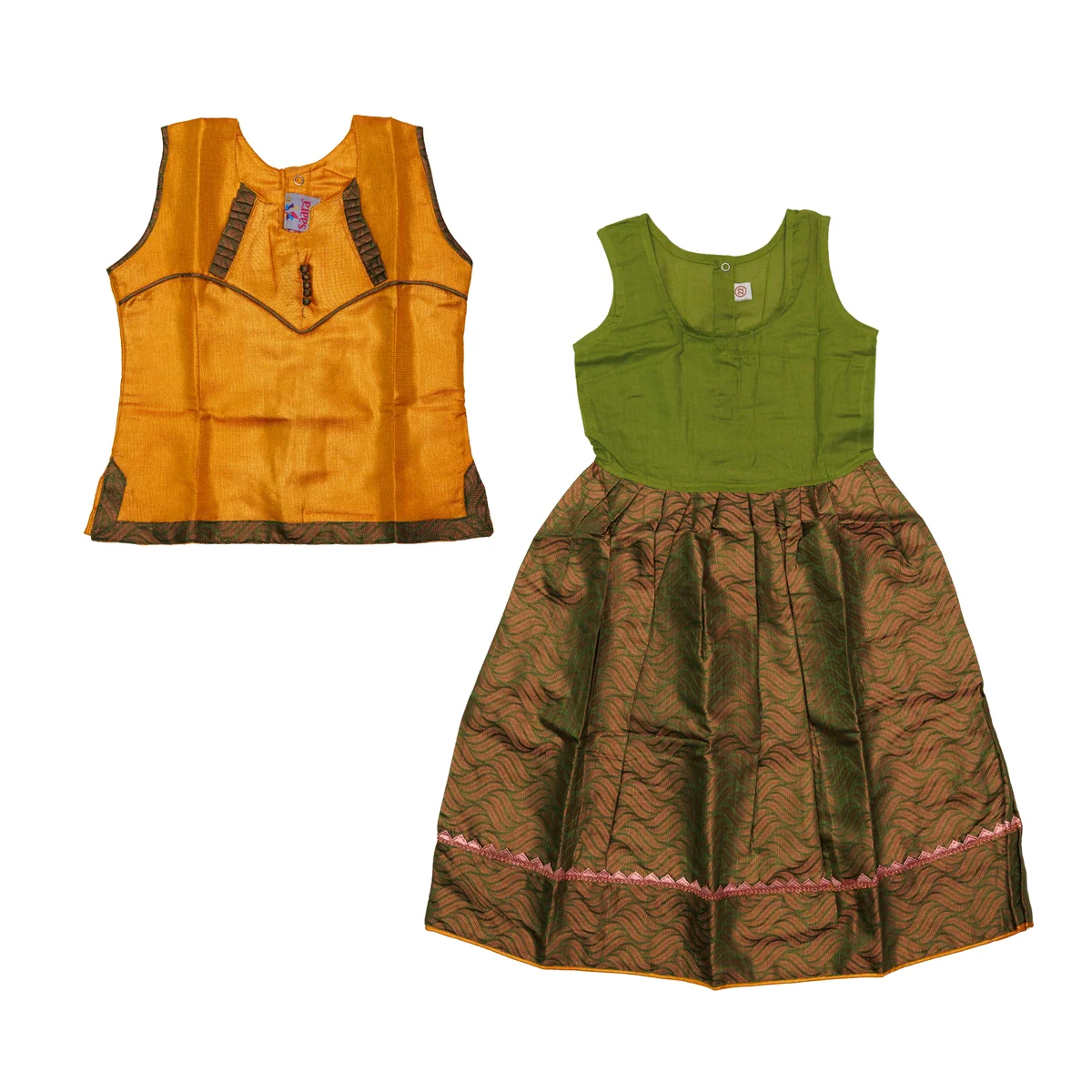 Pattu Pavadai Sattai Pair | Size 22 - 24/ Traditional Dress/ Skirt And Top For Baby Girls/ Assorted Colour - Image 10