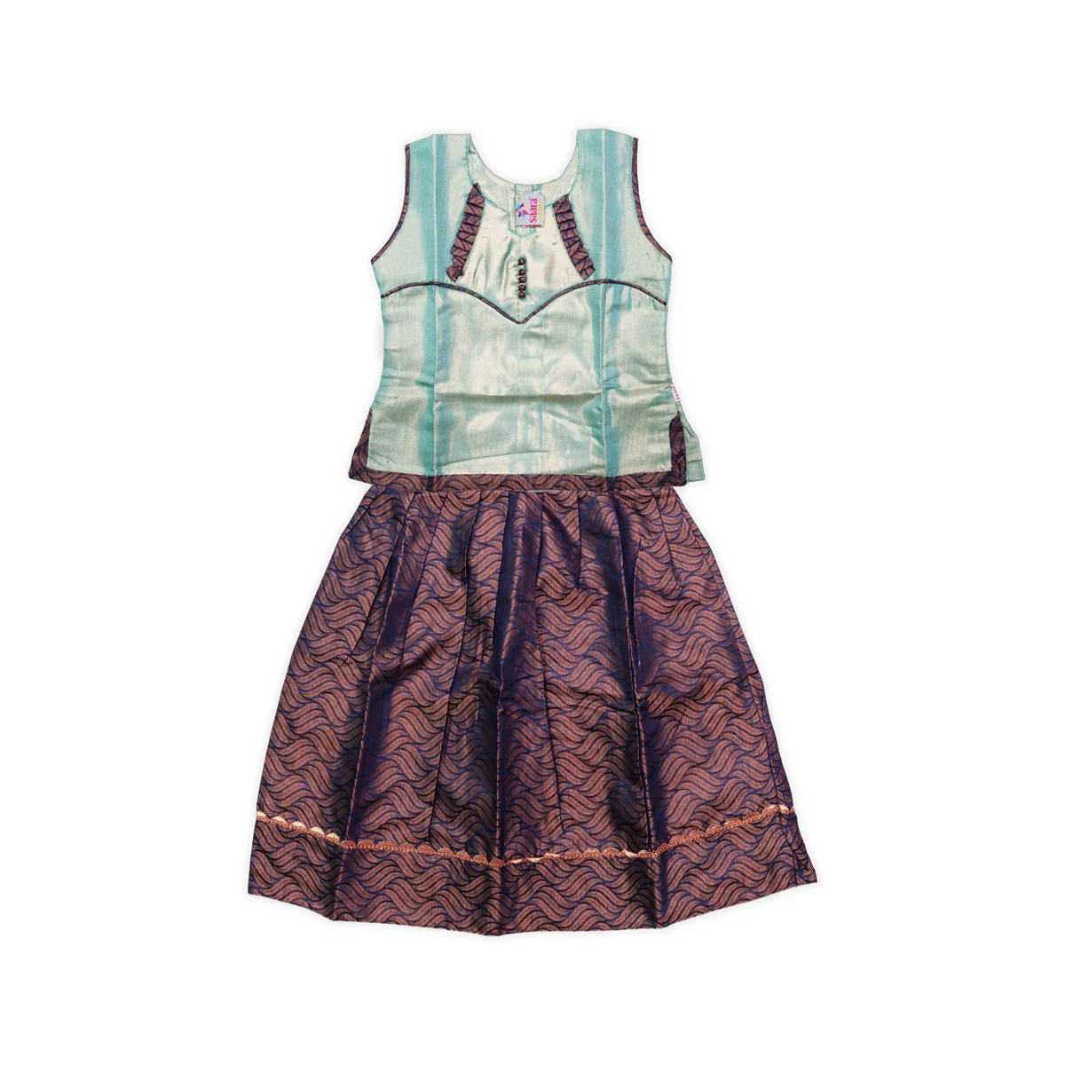 Pattu Pavadai Sattai Pair | Size 22 - 24/ Traditional Dress/ Skirt And Top For Baby Girls/ Assorted Colour - Image 2