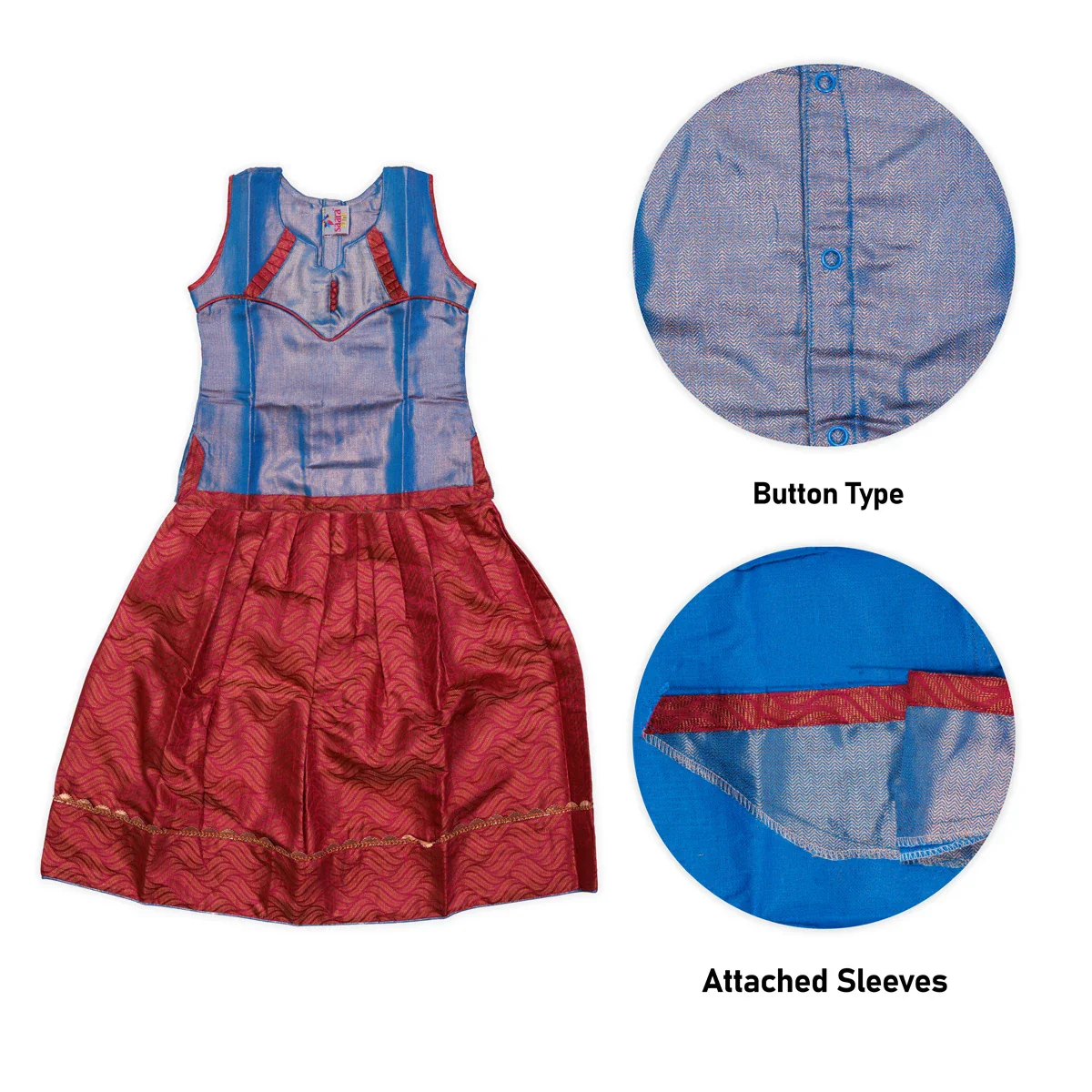 Pattu Pavadai Sattai Pair | Size 22 - 24/ Traditional Dress/ Skirt And Top For Baby Girls/ Assorted Colour - Image 4