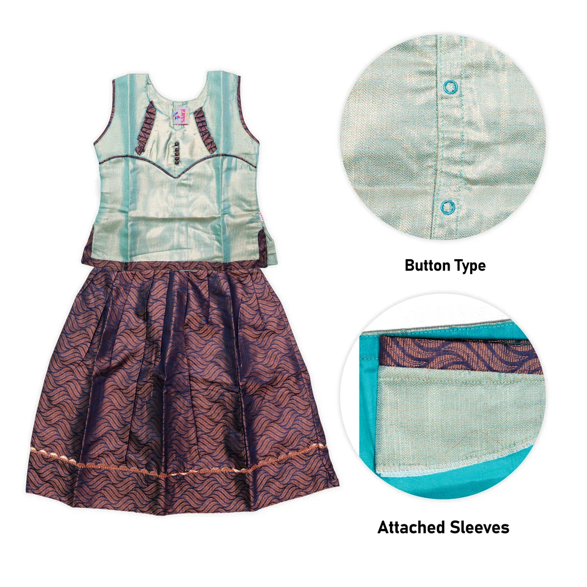 Pattu Pavadai Sattai Pair | Size 22 - 24/ Traditional Dress/ Skirt And Top For Baby Girls/ Assorted Colour - Image 7