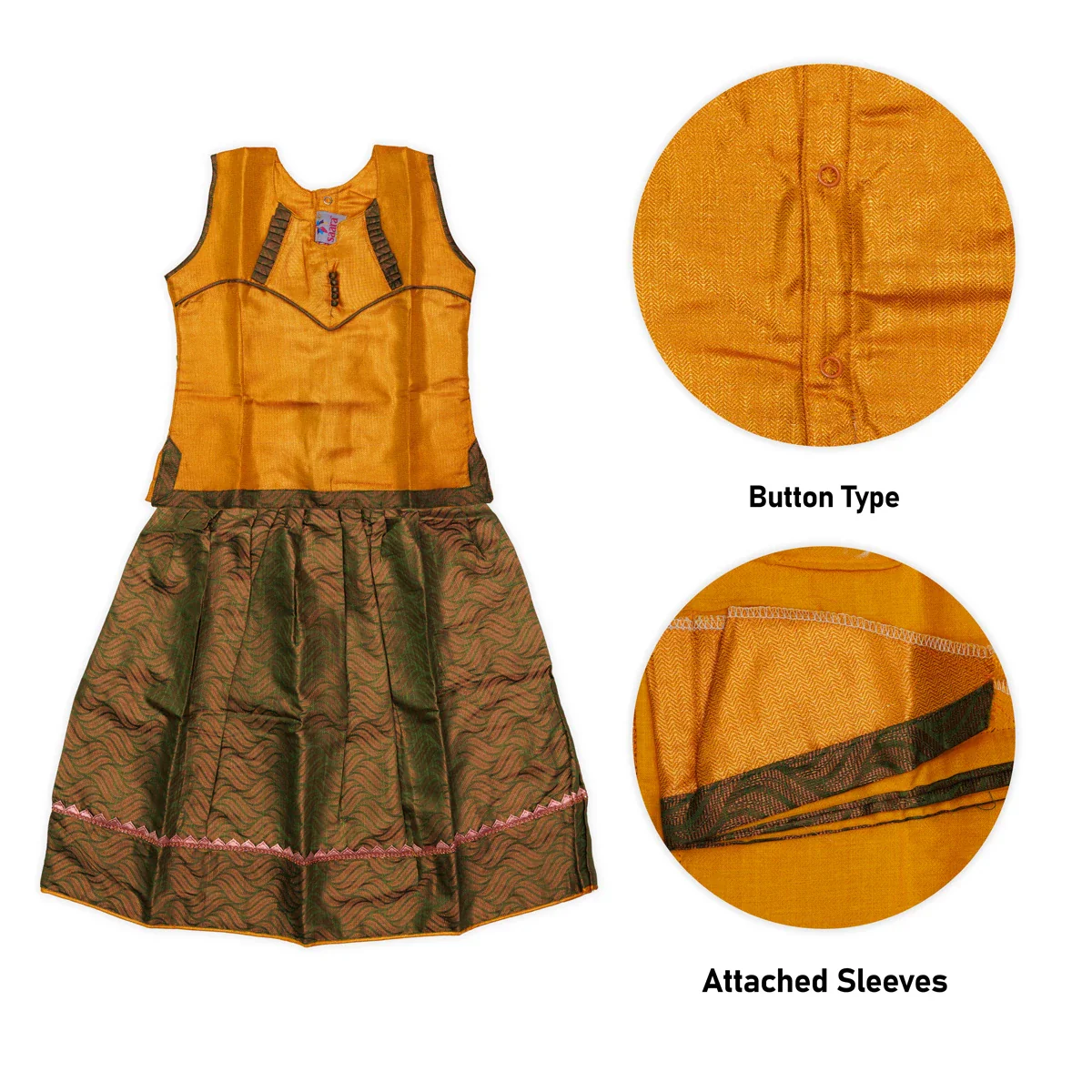 Pattu Pavadai Sattai Pair | Size 22 - 24/ Traditional Dress/ Skirt And Top For Baby Girls/ Assorted Colour - Image 9