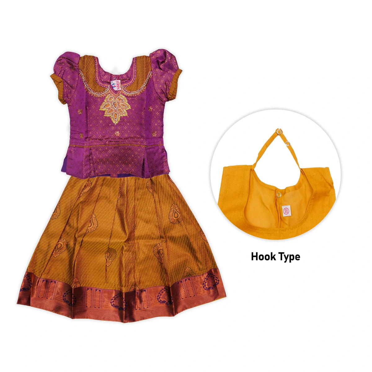 Pattu Pavadai Sattai Pair | Size 22 - 24/ Skirt And Top/ Traditional Dress For Baby Girls/ Assorted Colour - Image 10