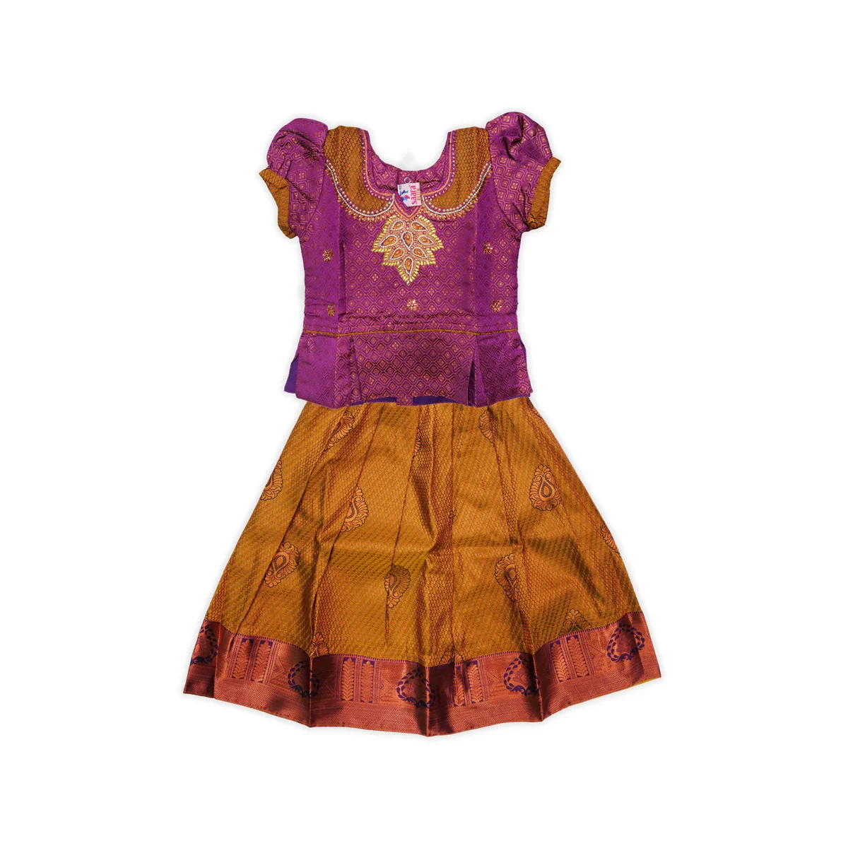 Pattu Pavadai Sattai Pair | Size 22 - 24/ Skirt And Top/ Traditional Dress For Baby Girls/ Assorted Colour - Image 3
