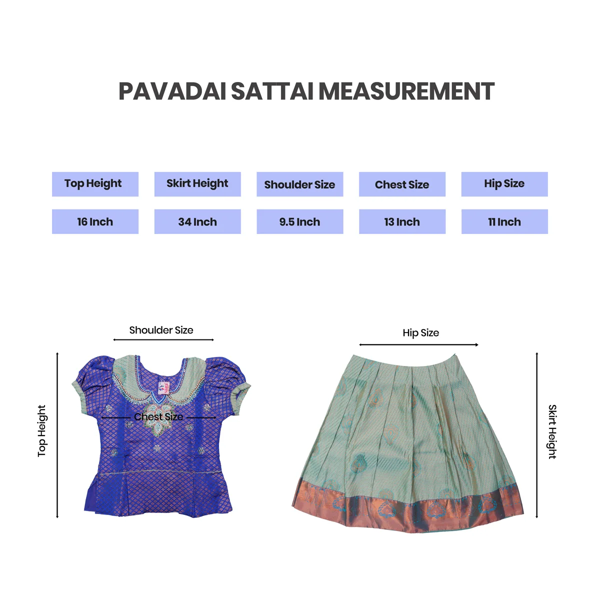 Pattu Pavadai Sattai Pair | Size 22 - 24/ Skirt And Top/ Traditional Dress For Baby Girls/ Assorted Colour - Image 6