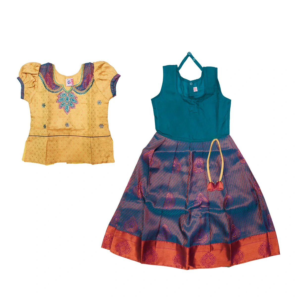 Pattu Pavadai Sattai Pair | Size 22 - 24/ Skirt And Top/ Traditional Dress For Baby Girls/ Assorted Colour - Image 8