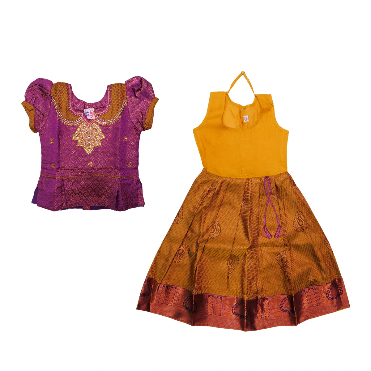 Pattu Pavadai Sattai Pair | Size 22 - 24/ Skirt And Top/ Traditional Dress For Baby Girls/ Assorted Colour - Image 9