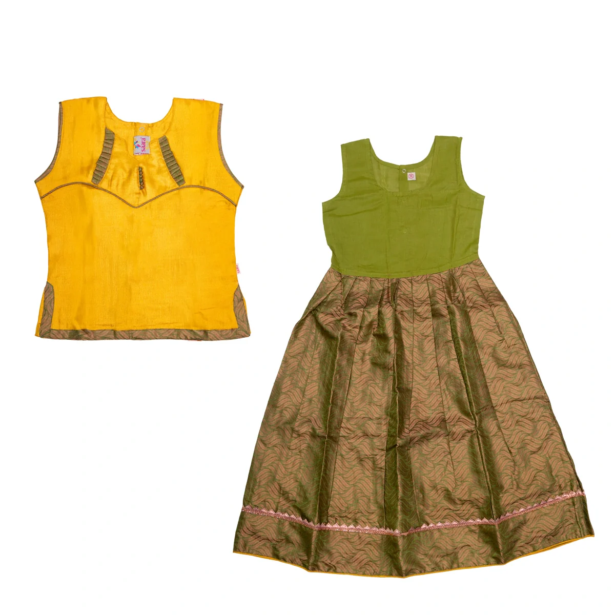 Pattu Pavadai Sattai Pair | Size 26 - 28/ Traditional Dress/ Skirt And Top For Baby Girls/ Assorted Colour - Image 11