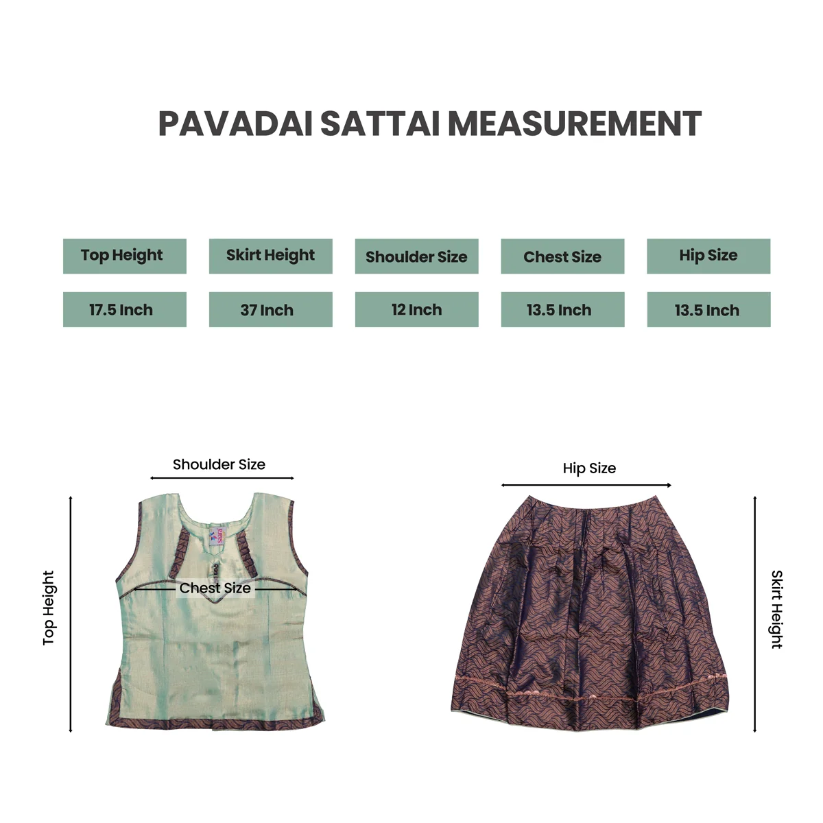 Pattu Pavadai Sattai Pair | Size 26 - 28/ Traditional Dress/ Skirt And Top For Baby Girls/ Assorted Colour - Image 13