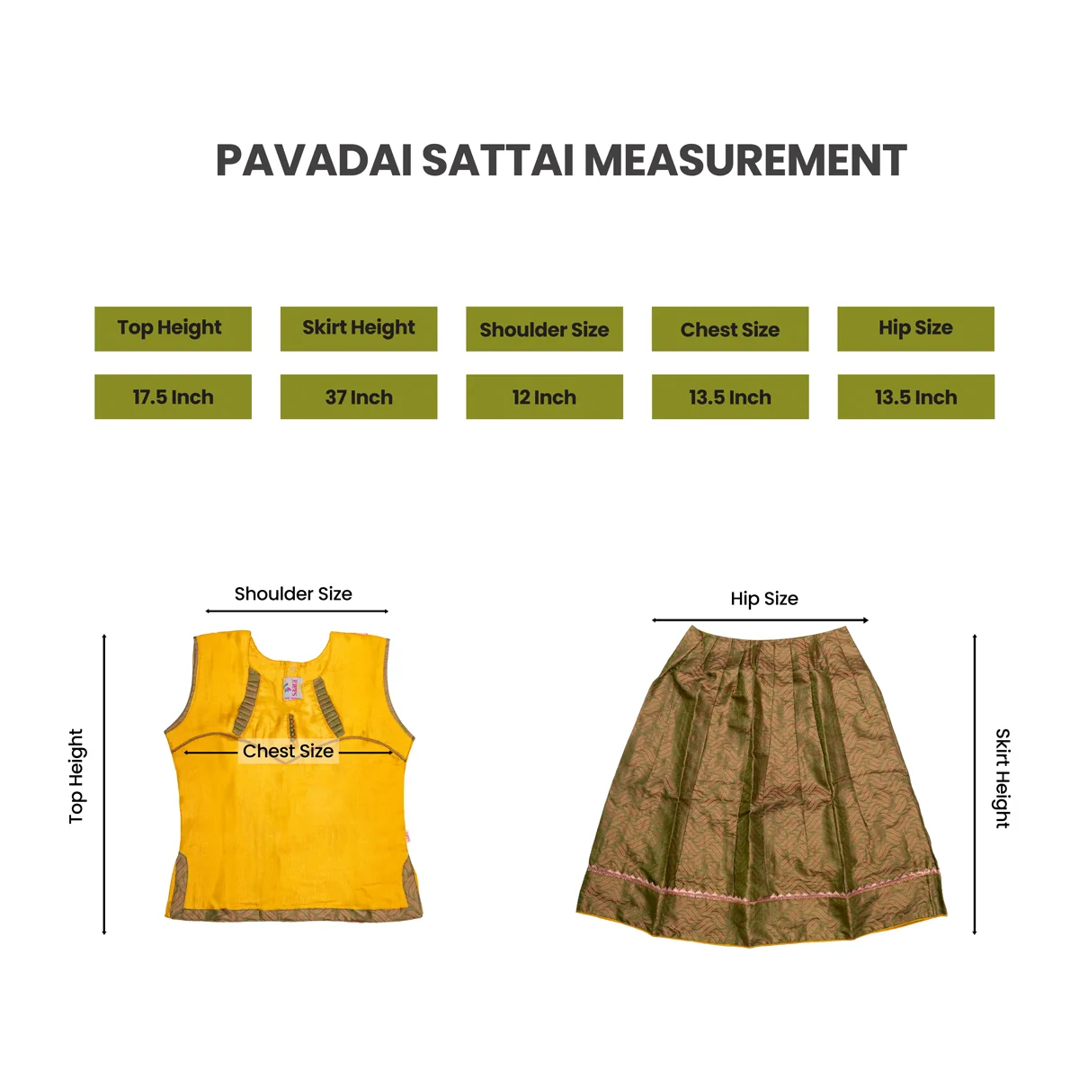 Pattu Pavadai Sattai Pair | Size 26 - 28/ Traditional Dress/ Skirt And Top For Baby Girls/ Assorted Colour - Image 14
