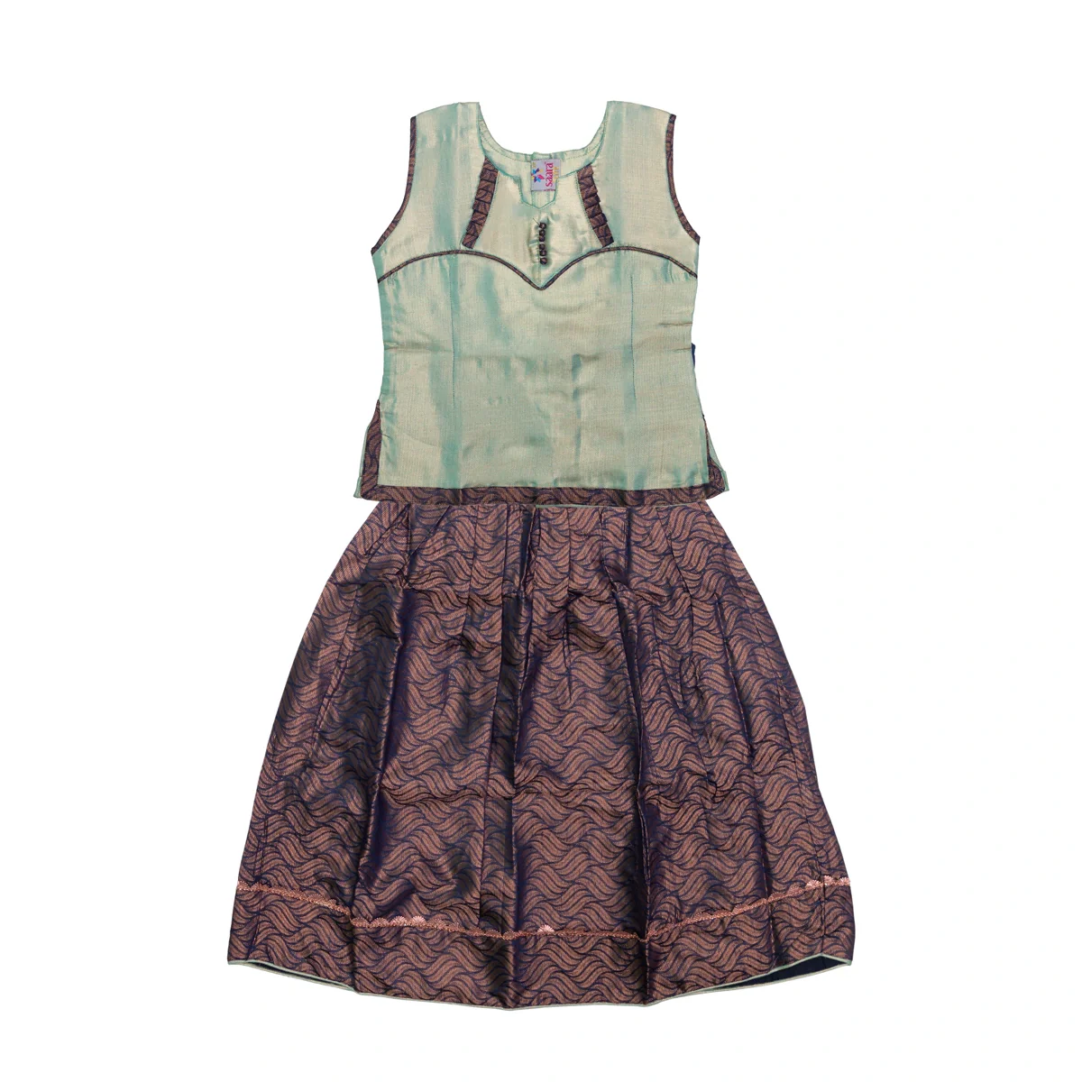 Pattu Pavadai Sattai Pair | Size 26 - 28/ Traditional Dress/ Skirt And Top For Baby Girls/ Assorted Colour - Image 2
