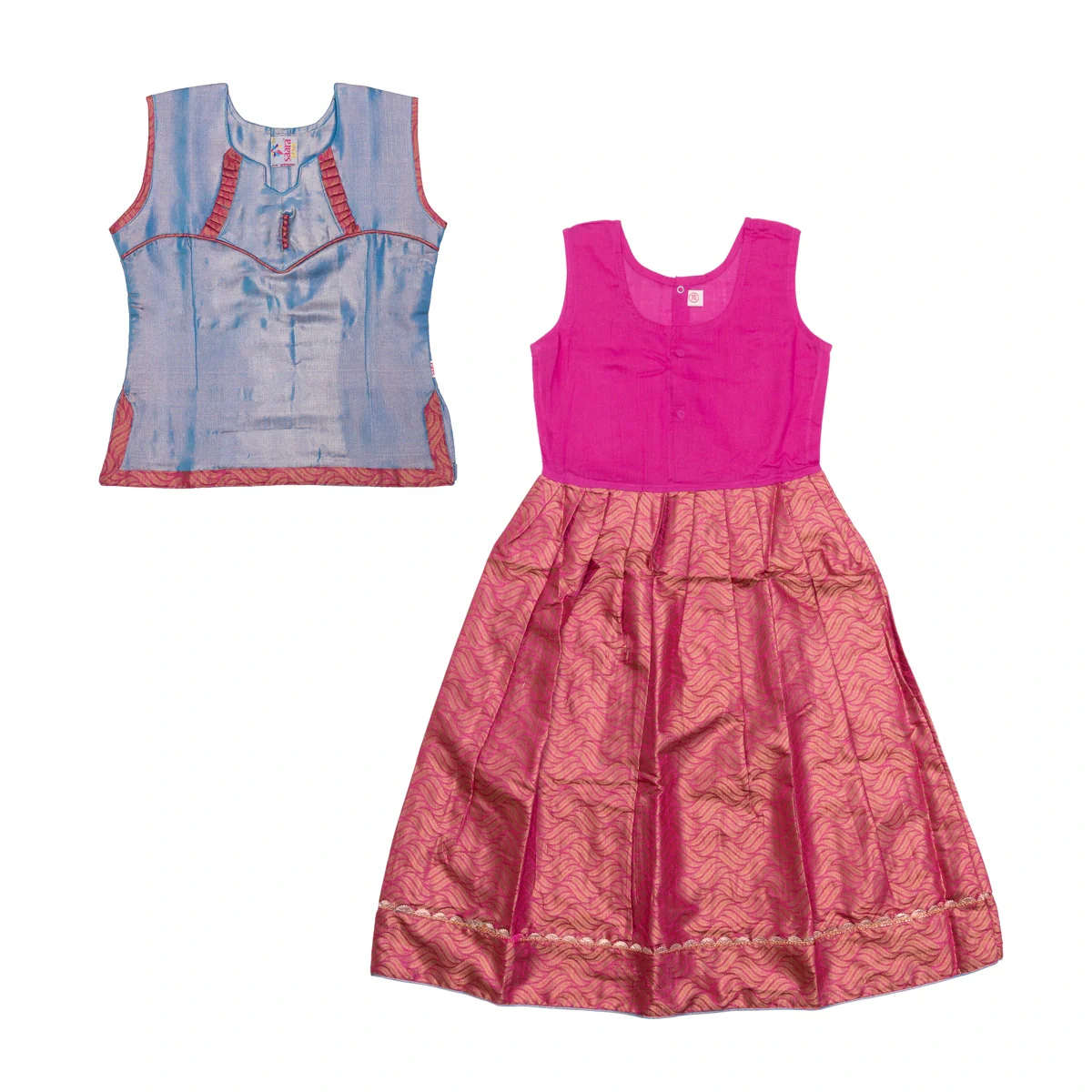 Pattu Pavadai Sattai Pair | Size 26 - 28/ Traditional Dress/ Skirt And Top For Baby Girls/ Assorted Colour - Image 6