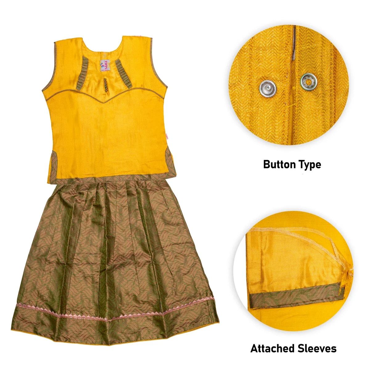 Pattu Pavadai Sattai Pair | Size 26 - 28/ Traditional Dress/ Skirt And Top For Baby Girls/ Assorted Colour - Image 7