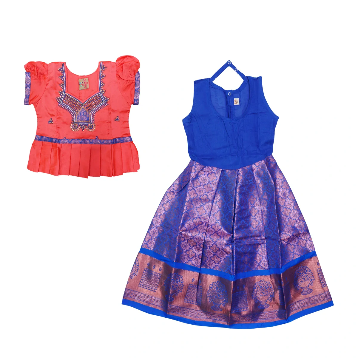Pattu Pavadai Sattai Pair | Size 26 - 28/ Traditional Dress/ Skirt And Top For Baby Girls/ Assorted Colour - Image 12