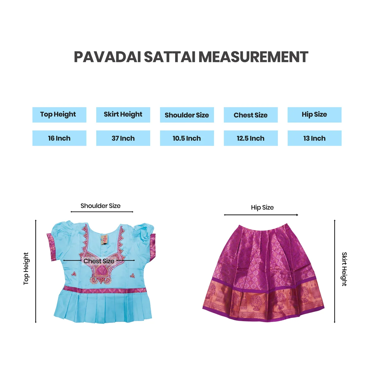 Pattu Pavadai Sattai Pair | Size 26 - 28/ Traditional Dress/ Skirt And Top For Baby Girls/ Assorted Colour - Image 9