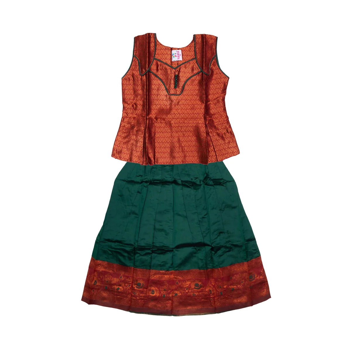 Pattu Pavadai Sattai Pair | Size 26-28/ Traditional Dress/ Skirt And Top For Baby Girls/ Assorted Colour - Image 2
