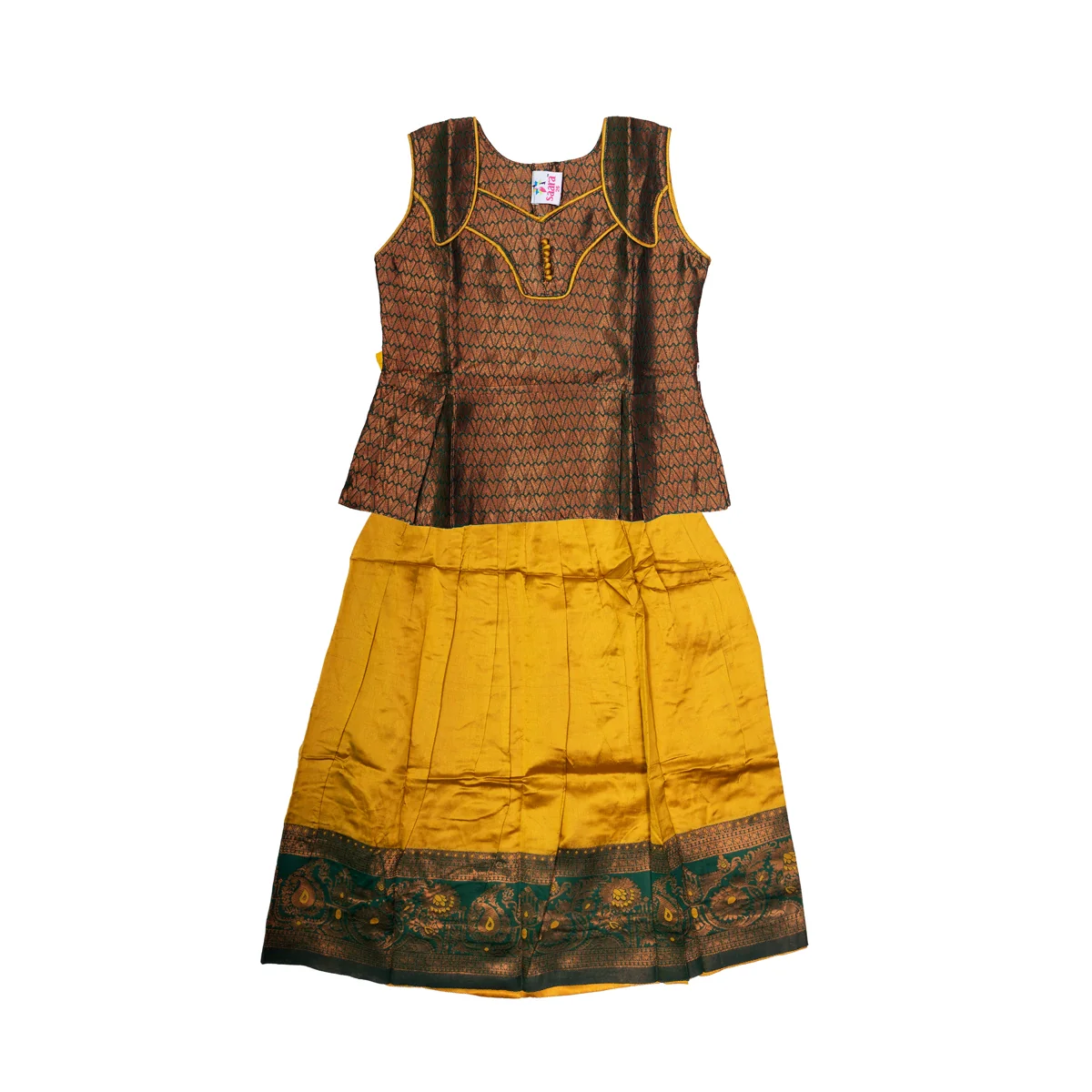Pattu Pavadai Sattai Pair | Size 26-28/ Traditional Dress/ Skirt And Top For Baby Girls/ Assorted Colour - Image 3