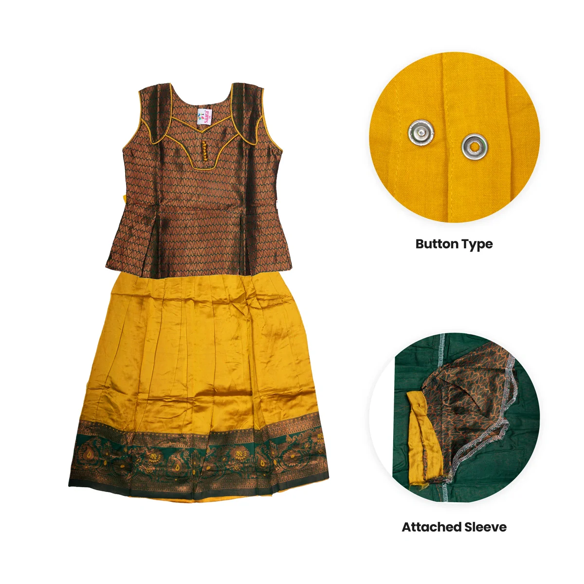 Pattu Pavadai Sattai Pair | Size 26-28/ Traditional Dress/ Skirt And Top For Baby Girls/ Assorted Colour - Image 5