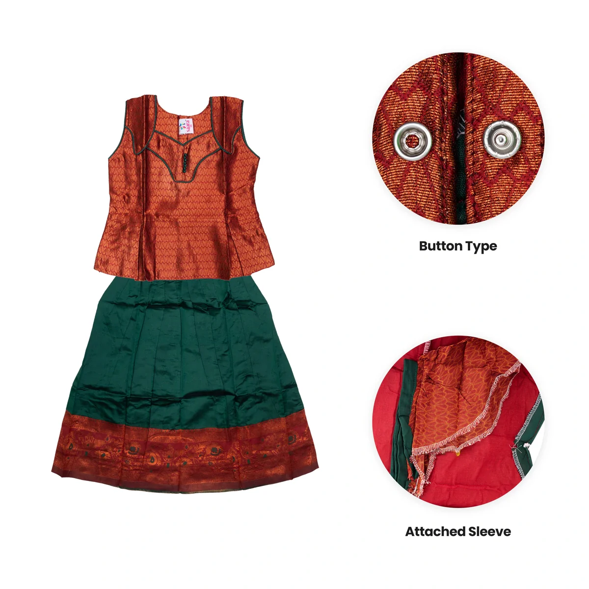 Pattu Pavadai Sattai Pair | Size 26-28/ Traditional Dress/ Skirt And Top For Baby Girls/ Assorted Colour - Image 6