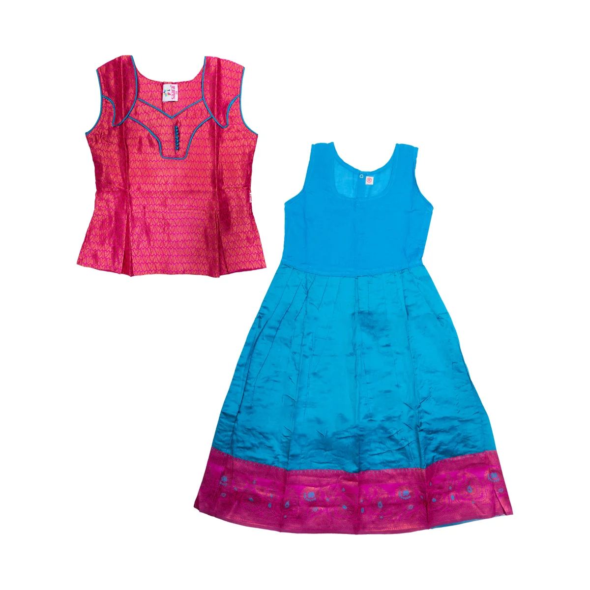 Pattu Pavadai Sattai Pair | Size 26-28/ Traditional Dress/ Skirt And Top For Baby Girls/ Assorted Colour - Image 7