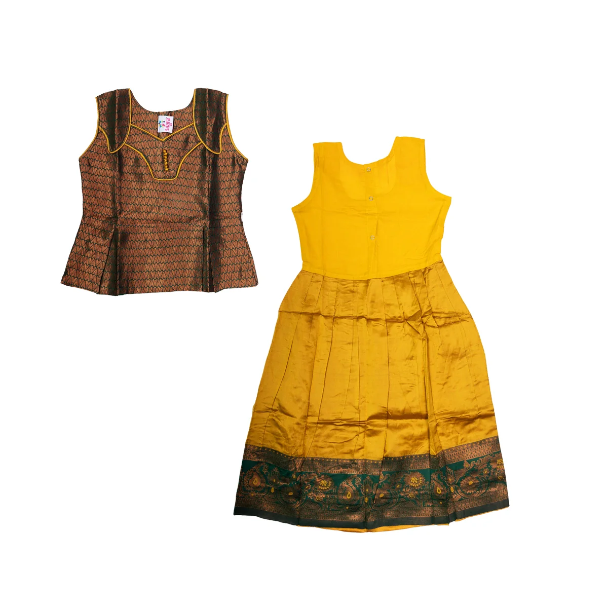 Pattu Pavadai Sattai Pair | Size 26-28/ Traditional Dress/ Skirt And Top For Baby Girls/ Assorted Colour - Image 8