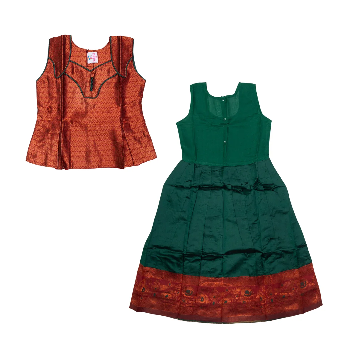 Pattu Pavadai Sattai Pair | Size 26-28/ Traditional Dress/ Skirt And Top For Baby Girls/ Assorted Colour - Image 9