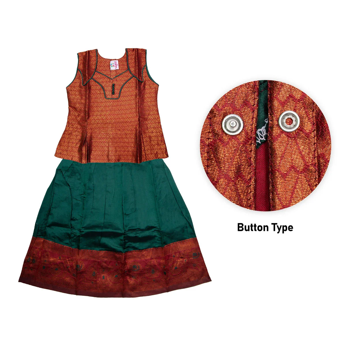 Pattu Pavadai Sattai Pair | Skirt And Top/ South Indian Dress/ Size 22 - 24/ Traditional Dress For Baby Girls - Image 3
