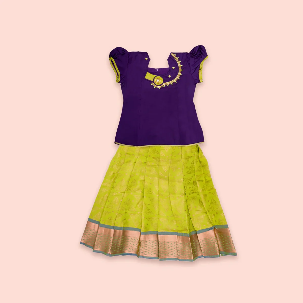 Pattu Pavadai Sattai | Size 1/ Traditional Dress/ Pattu Langa for Kids - Image 4