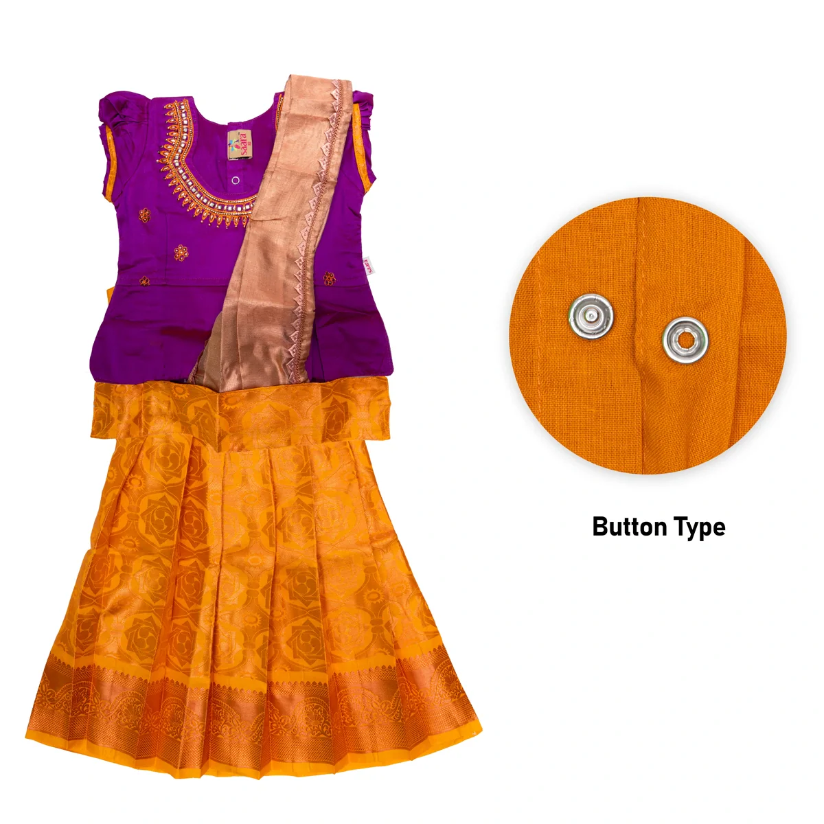 Pattu Pavadai Sattai- Size 16-18 | Skirt And Top/Pattu Lehenga/South Indian Dress For Functions/ Assorted Colour - Image 10