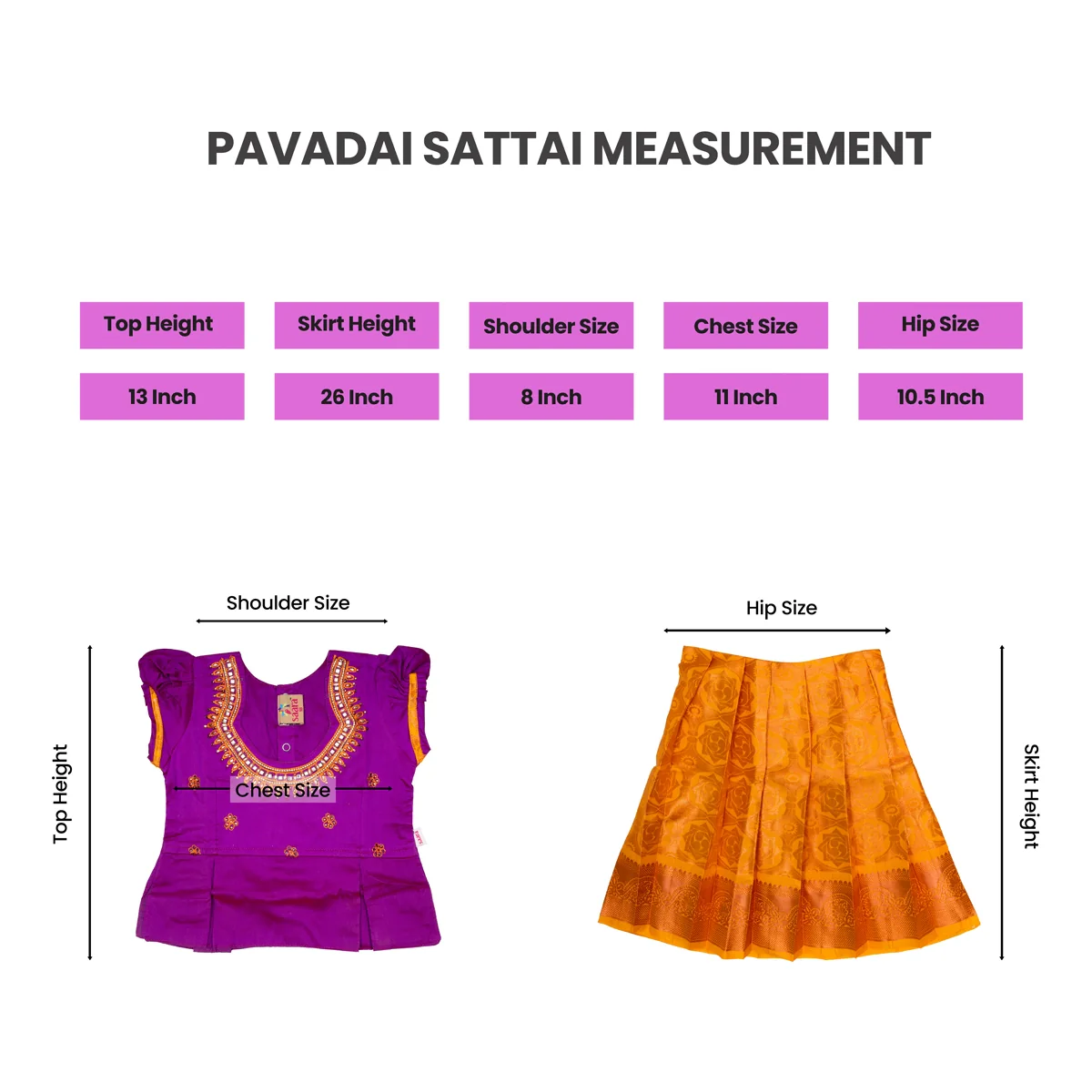 Pattu Pavadai Sattai- Size 16-18 | Skirt And Top/Pattu Lehenga/South Indian Dress For Functions/ Assorted Colour - Image 13