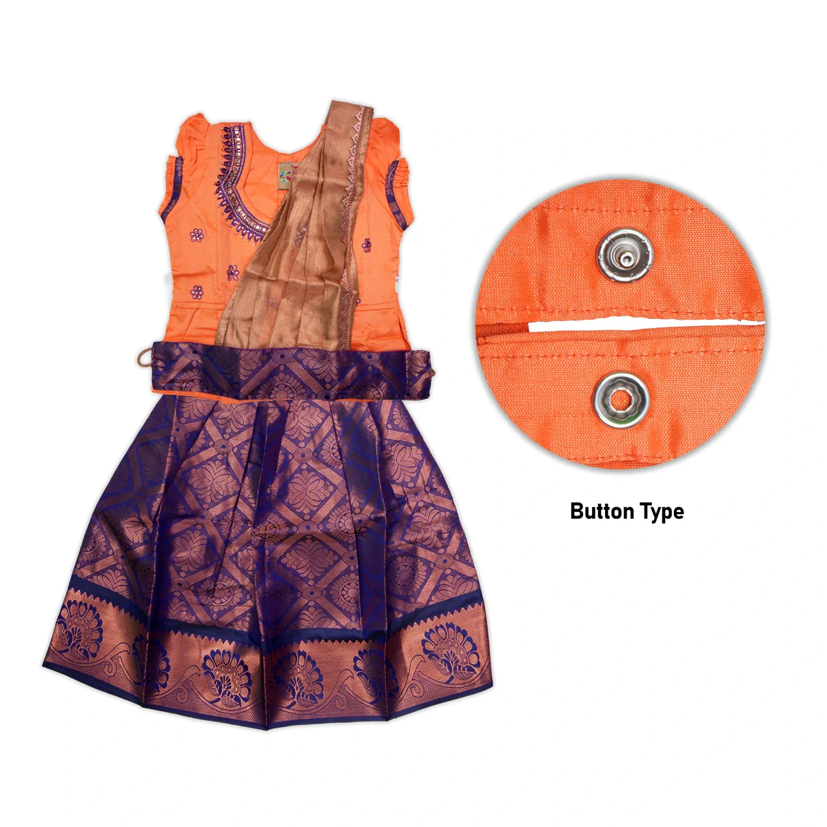 Pattu Pavadai Sattai- Size 16-18 | Skirt And Top/Pattu Lehenga/South Indian Dress For Functions/ Assorted Colour - Image 5