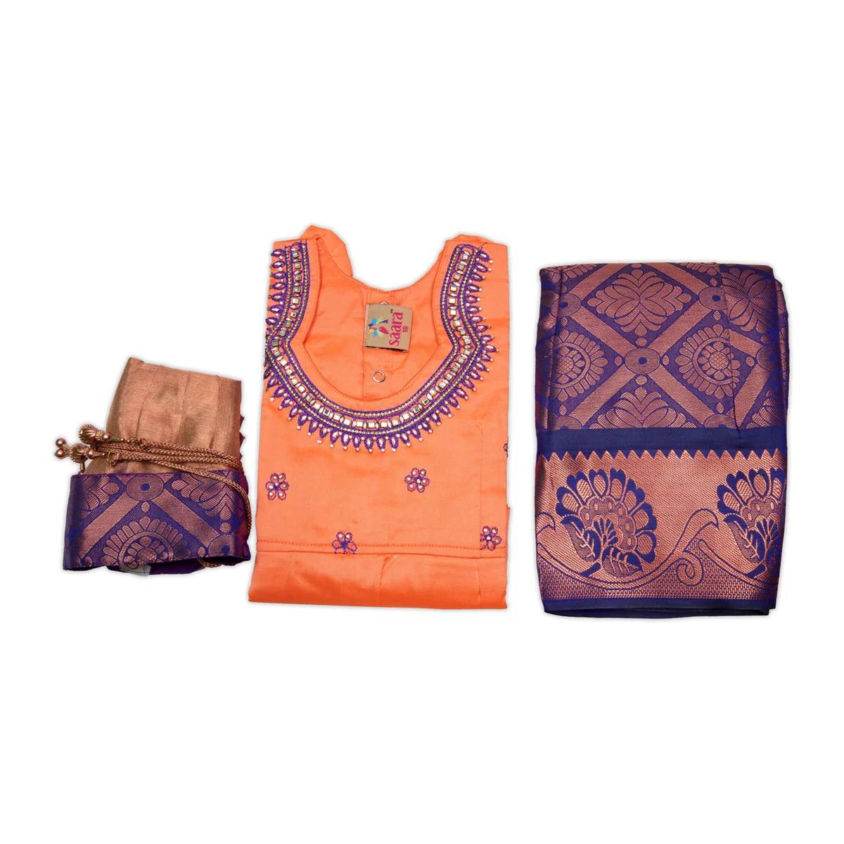 Pattu Pavadai Sattai- Size 16-18 | Skirt And Top/Pattu Lehenga/South Indian Dress For Functions/ Assorted Colour - Image 6