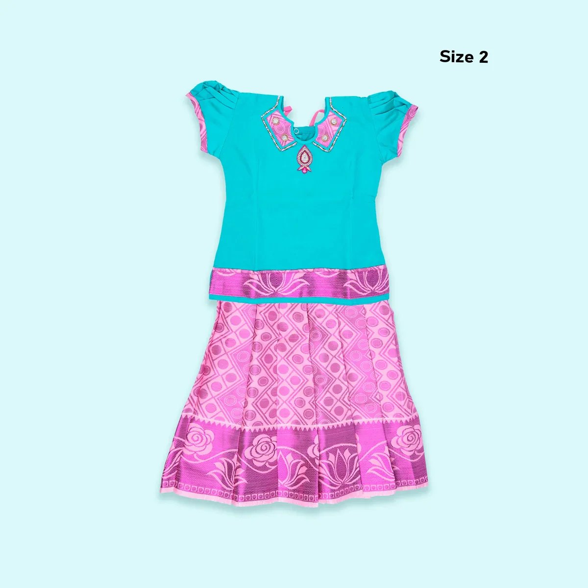 Pattu Pavadai Sattai | Size 2/ Traditional Dress/ Pattu Langa for Kids - Image 6