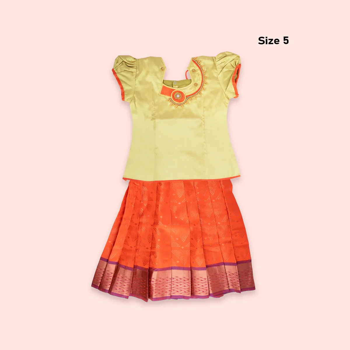 Pattu Pavadai Sattai | Size 5/ Traditional Dress/ Pattu Langa for Kids - Image 6