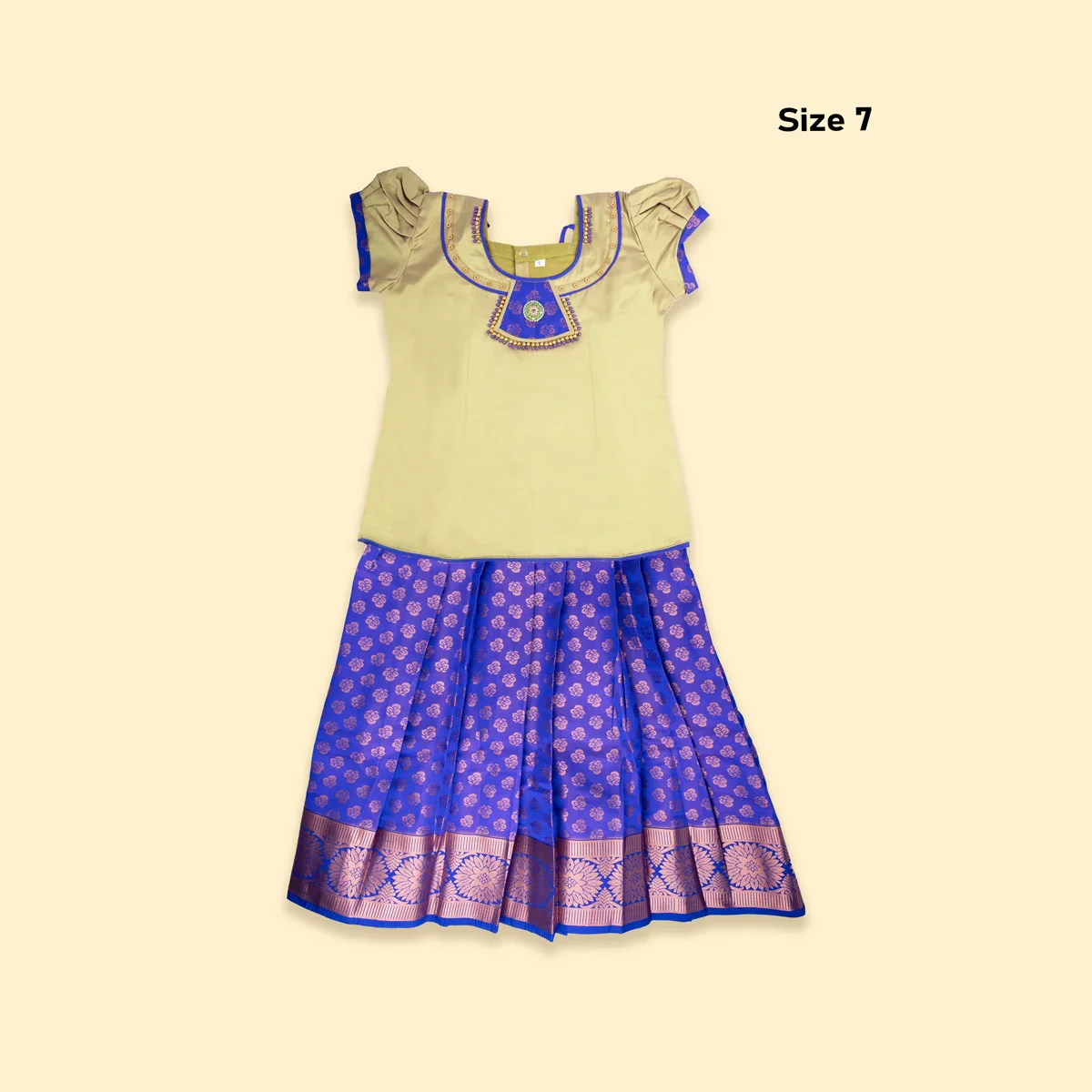 Pattu Pavadai Sattai | Size 7/ Traditional Dress/ Pattu Langa for Kids - Image 6