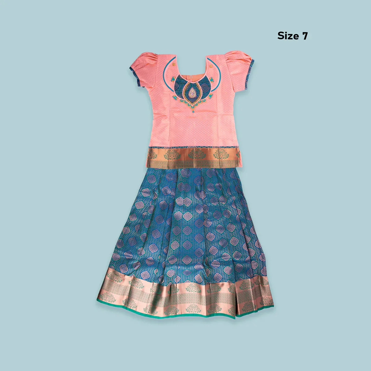 Pattu Pavadai Sattai | Size 7/ Traditional Dress/ Pattu Langa for Kids - Image 6