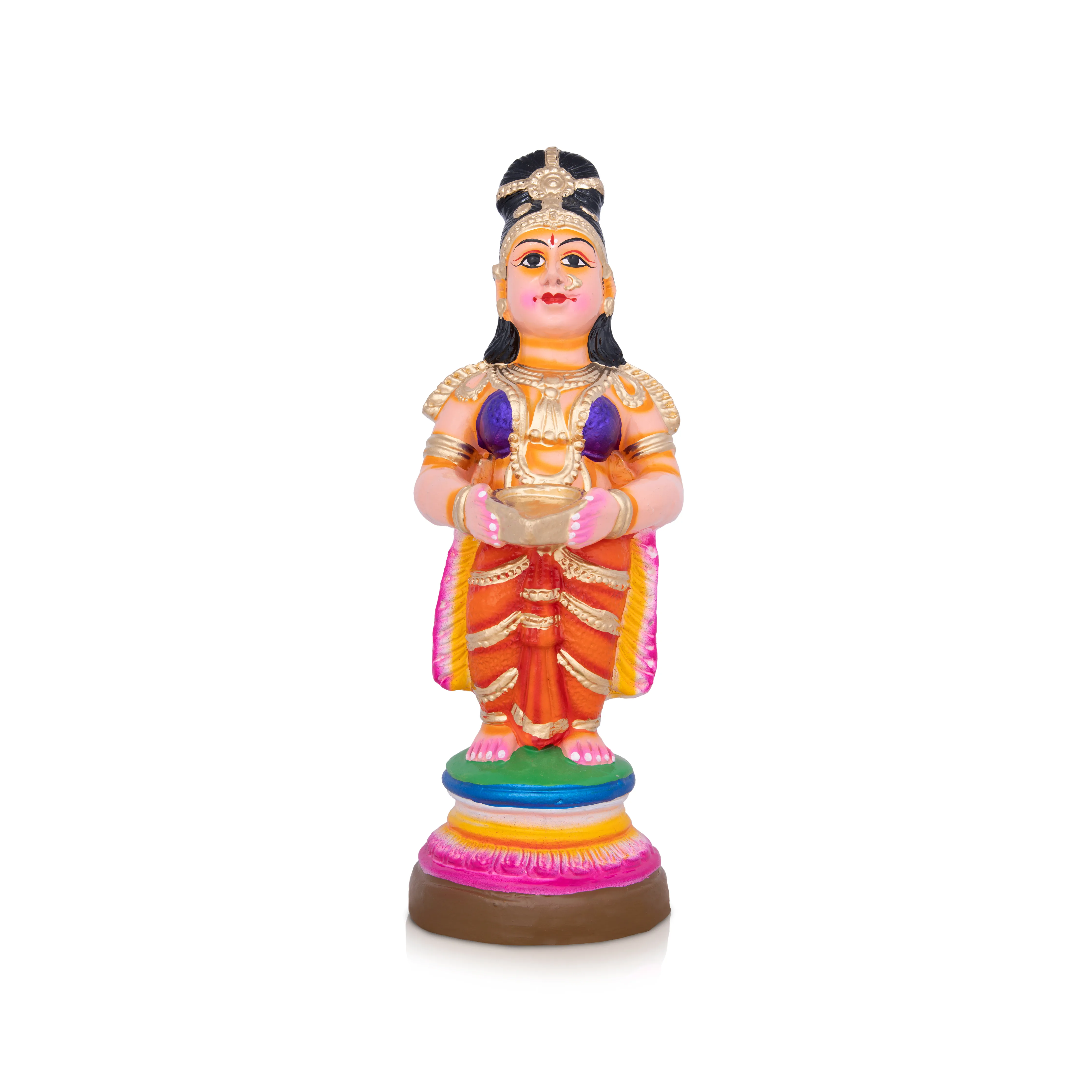 Pavai Vilakku Clay Golu Bommai Pair - 12 x 4 Inches | Giri Golu Doll/ Navaratri Golu Bomma/Gombe/Bommai