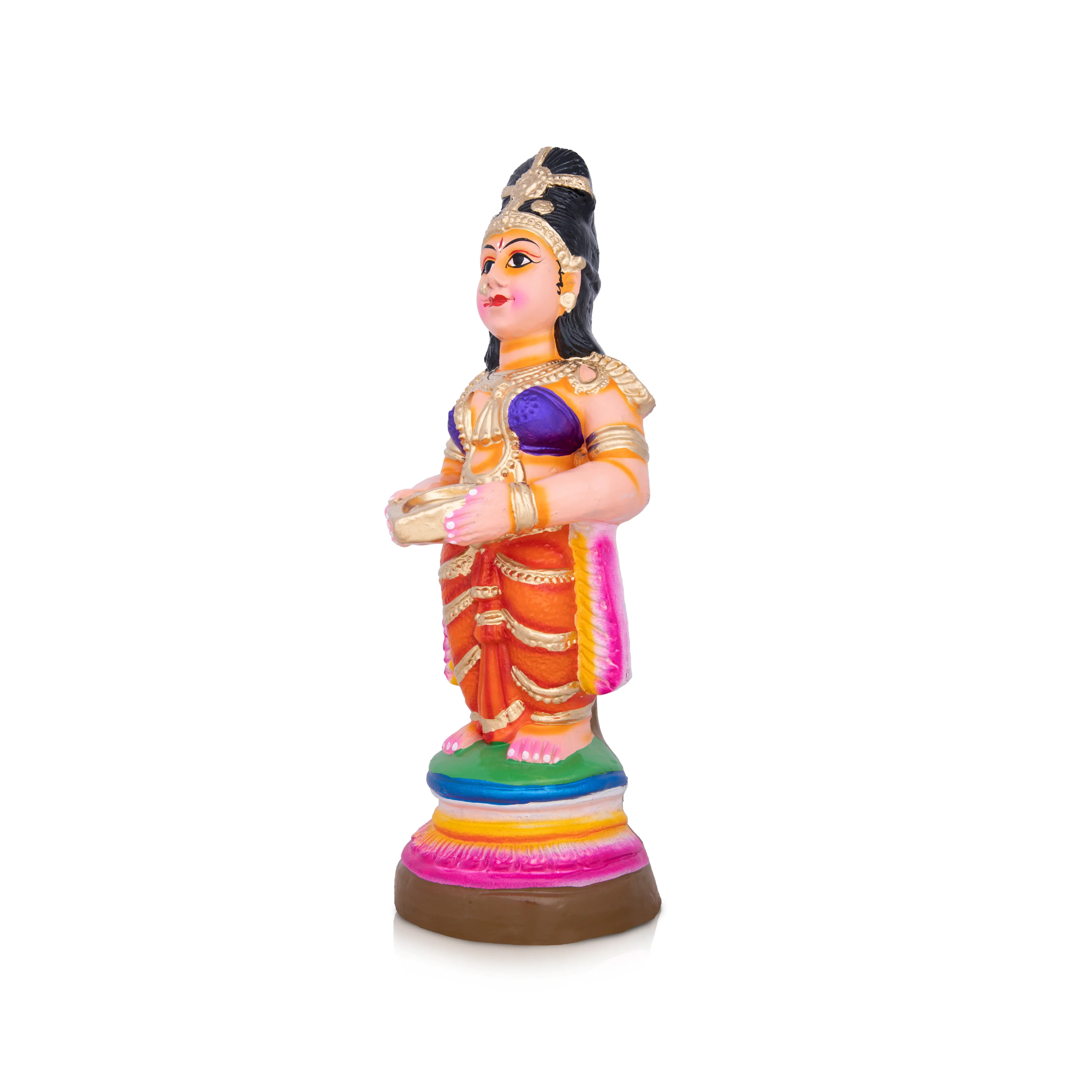 Pavai Vilakku Clay Golu Bommai Pair - 12 x 4 Inches | Giri Golu Doll/ Navaratri Golu Bomma/Gombe/Bommai - Image 3