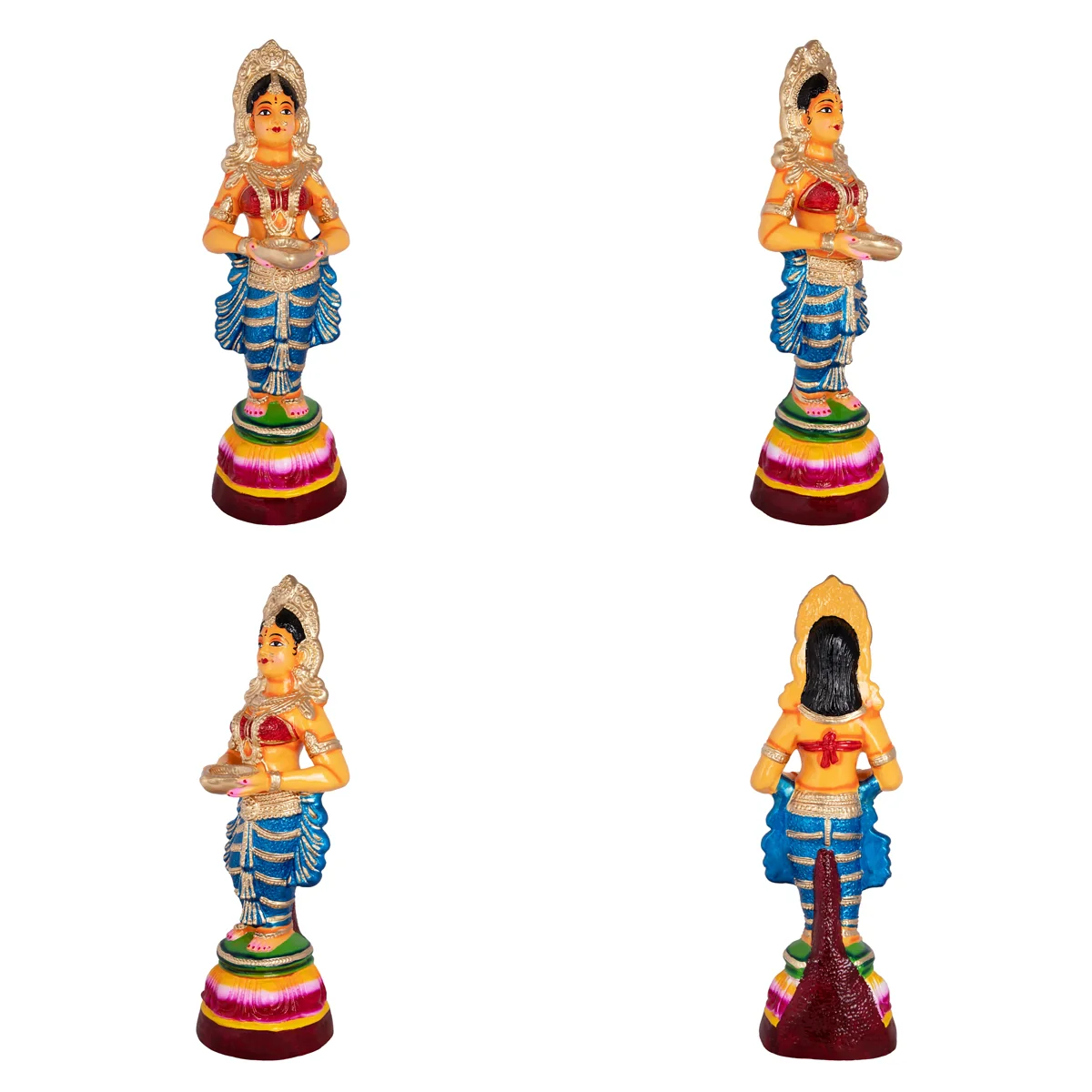 Pavai Vilakku Paper Mache Golu Bommai Pair - 19 X 6.5 Inches | Giri Golu Doll/ Navaratri Gombe/ Navratri Decor - Image 2
