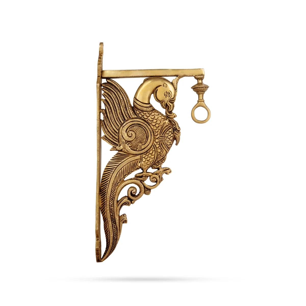 Peacock Design Brass Wall Hanging Bracket- 7 x 12 Inches | Antique Polish Wall Hanger Bracket For Hanging Bells - Image 3