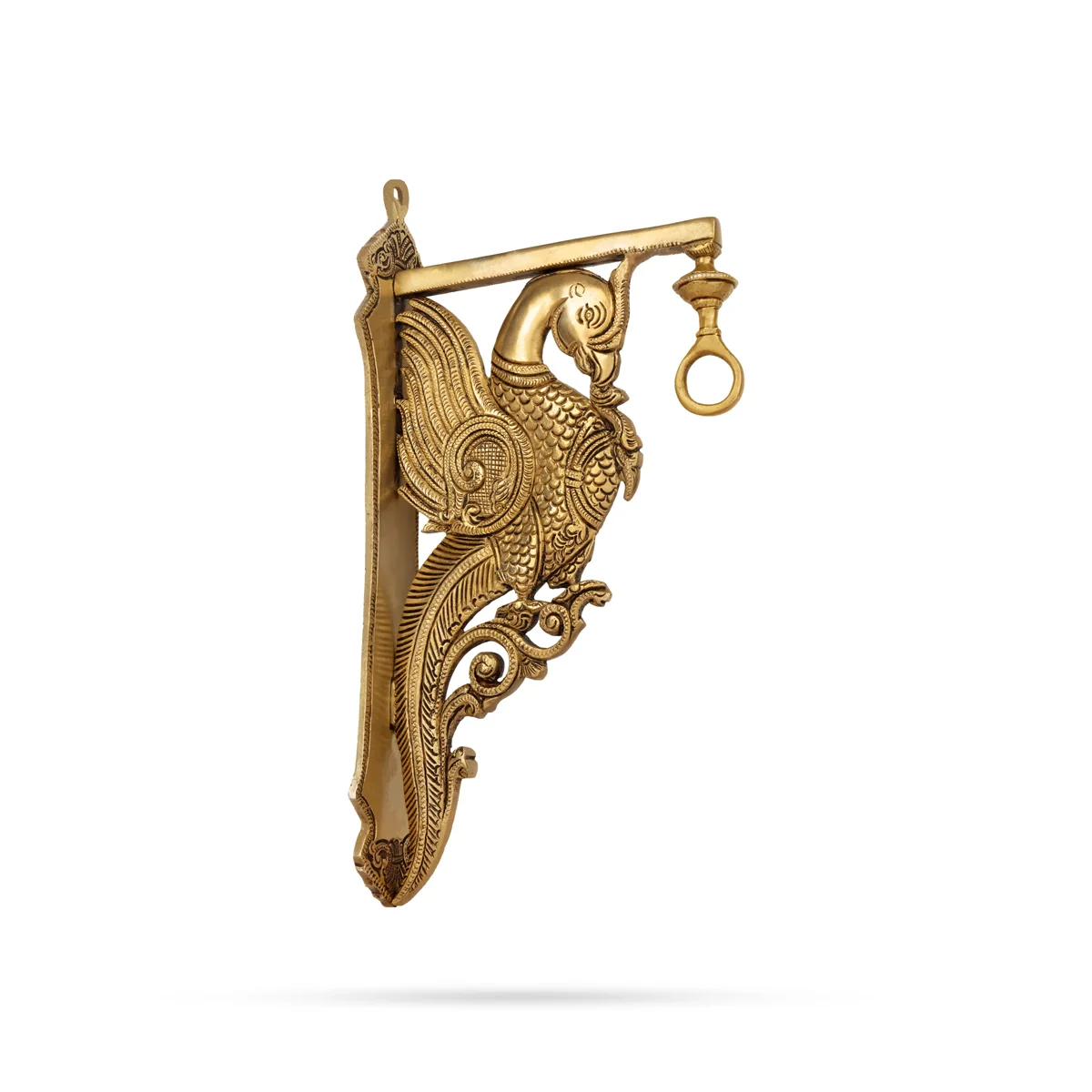 Peacock Design Brass Wall Hanging Bracket- 7 x 12 Inches | Antique Polish Wall Hanger Bracket For Hanging Bells - Image 4