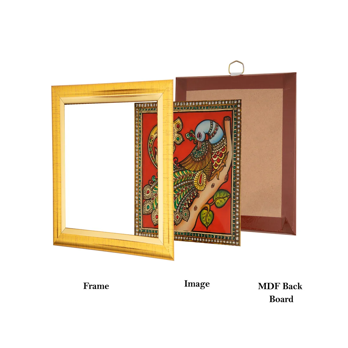 Peacock Photo Frame - 5 x 5 Inches | Tanjore Glass Painting Picture Frame for Home Décor - Image 4