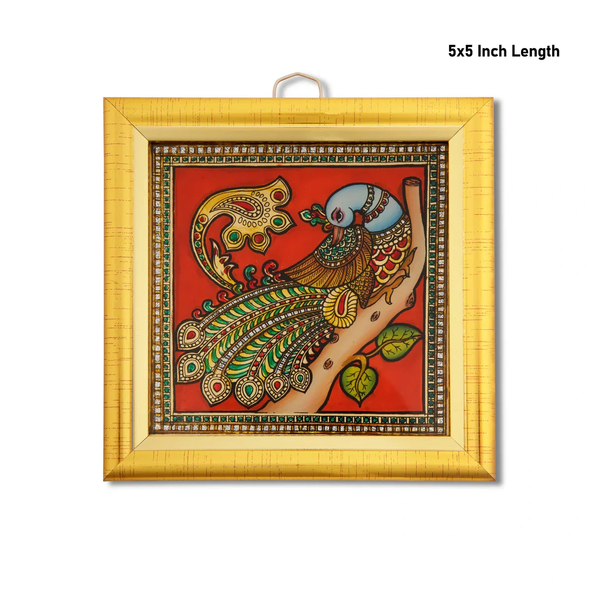 Peacock Photo Frame - 5 x 5 Inches | Tanjore Glass Painting Picture Frame for Home Décor - Image 6